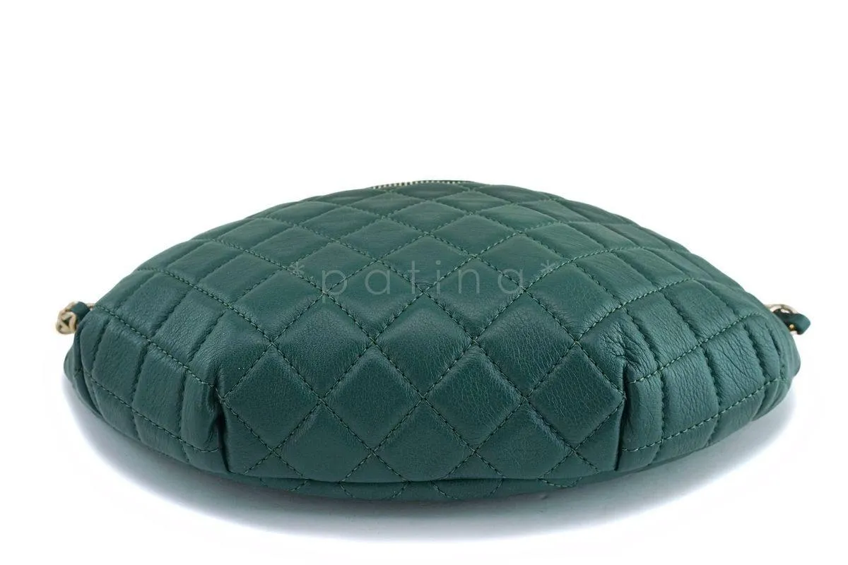 18K Chanel Emerald Green Classic Banane Fanny Pack Belt Bag GHW