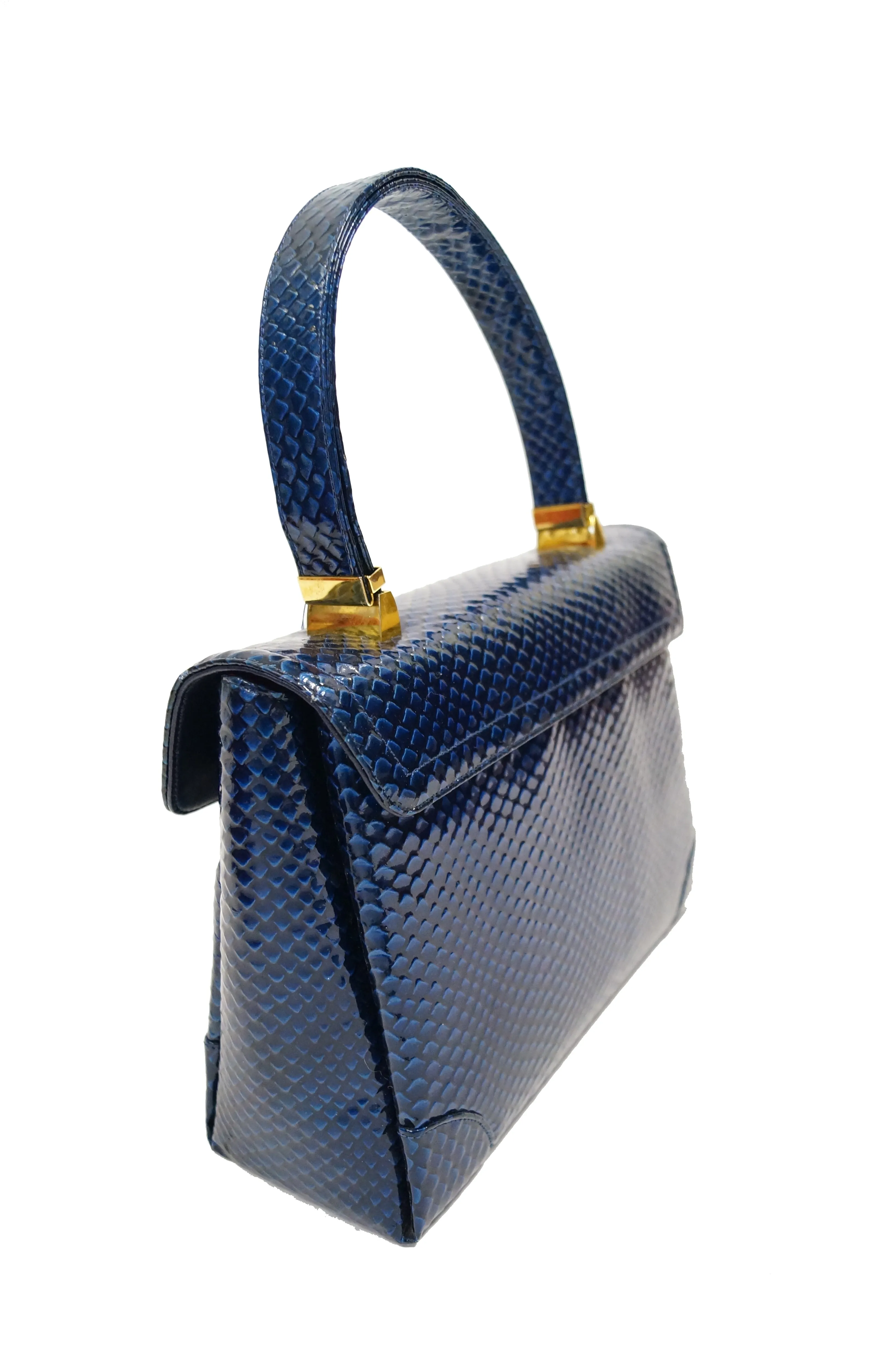 1960s Koret Blue Embossed Reptile Bag