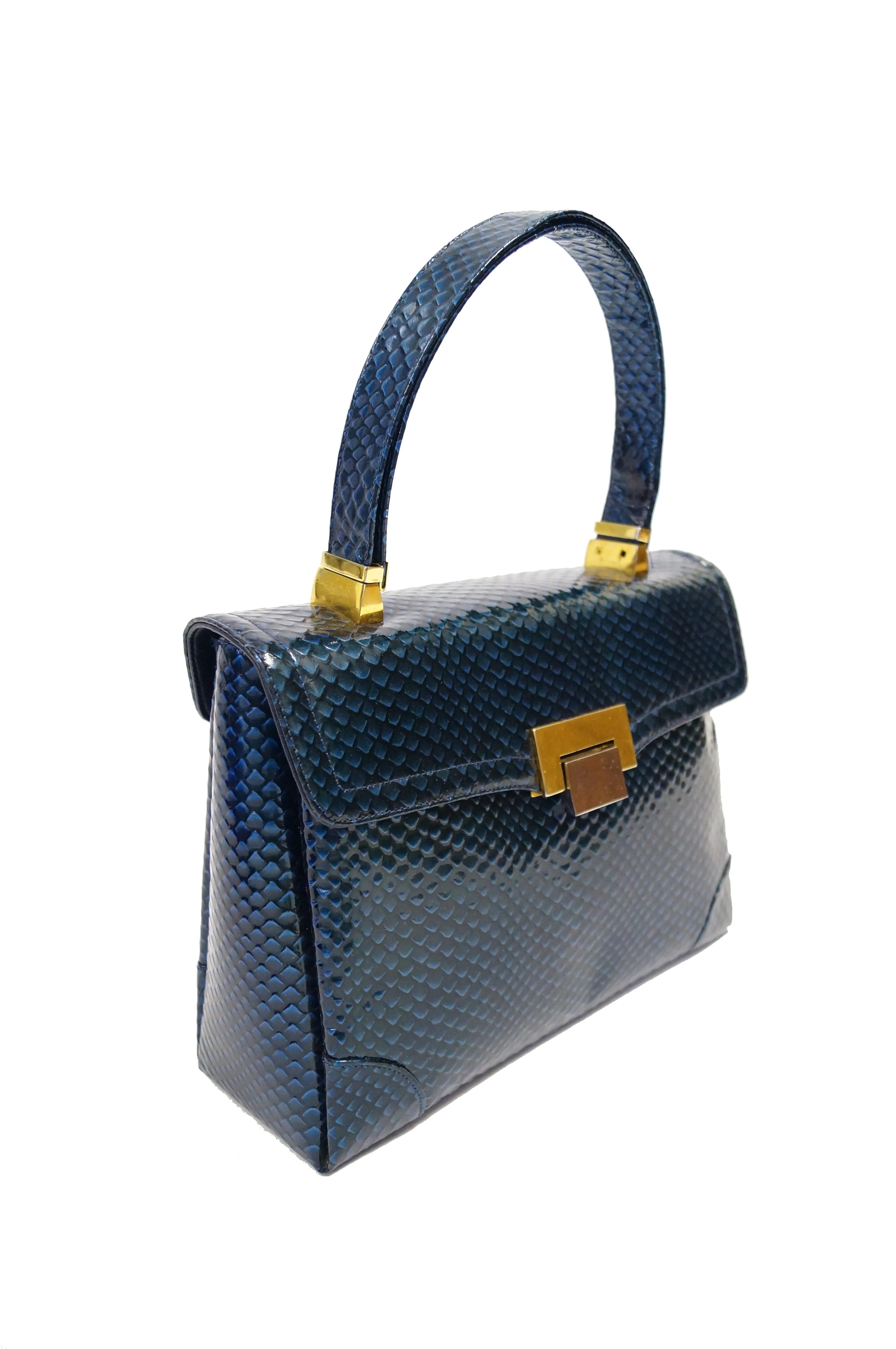 1960s Koret Blue Embossed Reptile Bag