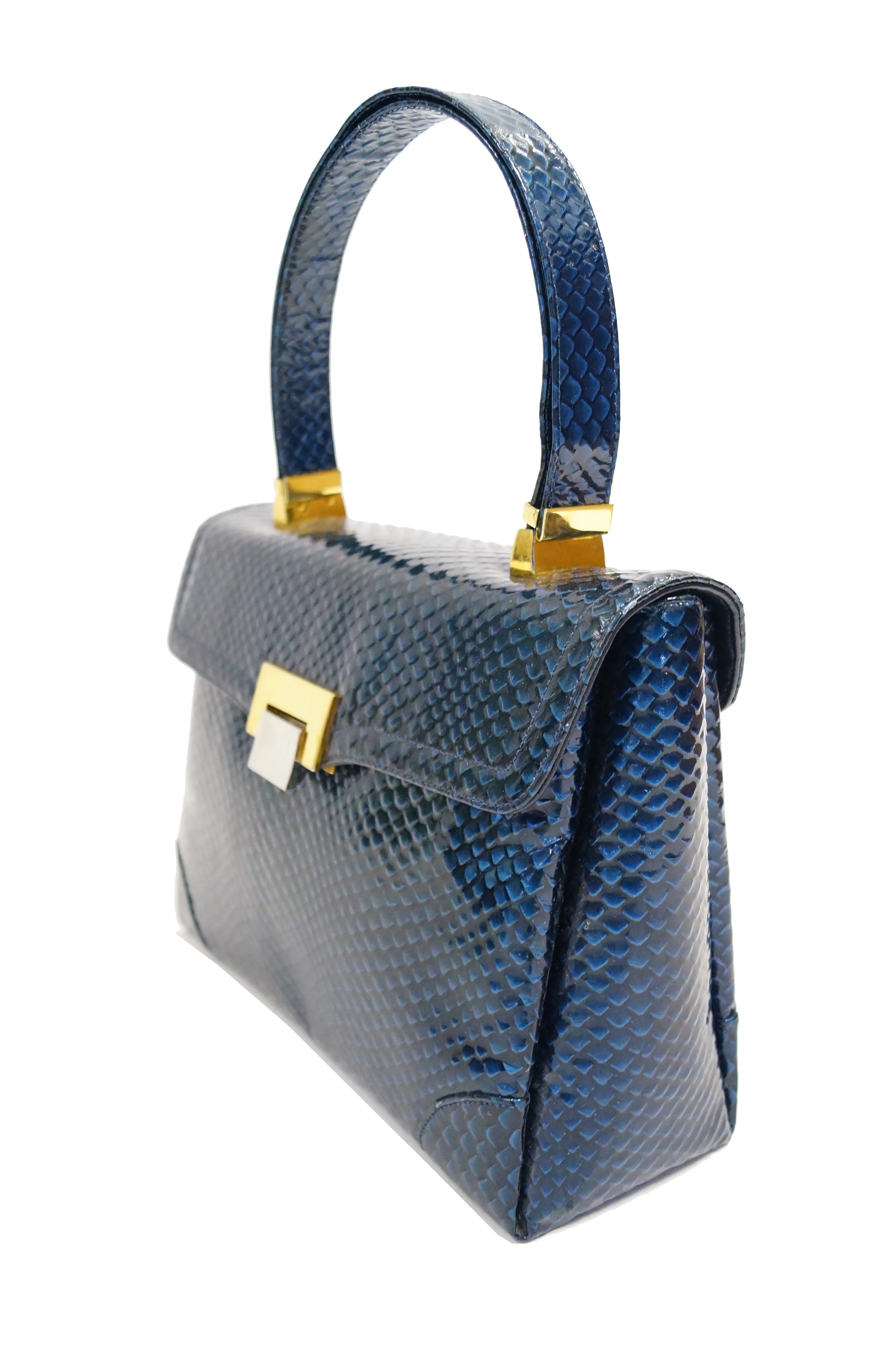 1960s Koret Blue Embossed Reptile Bag