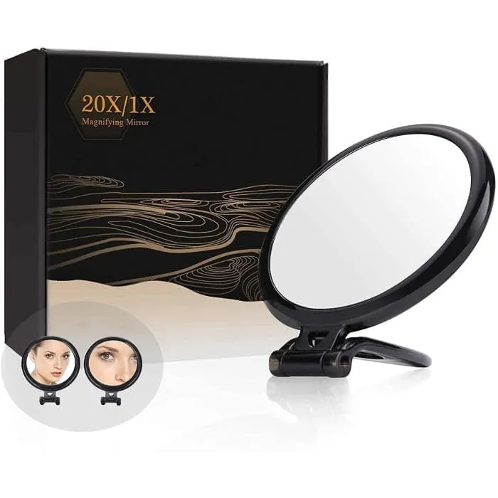 20x Magnifying Hand Mirror For Makeup Application(12.5 Cm Black)