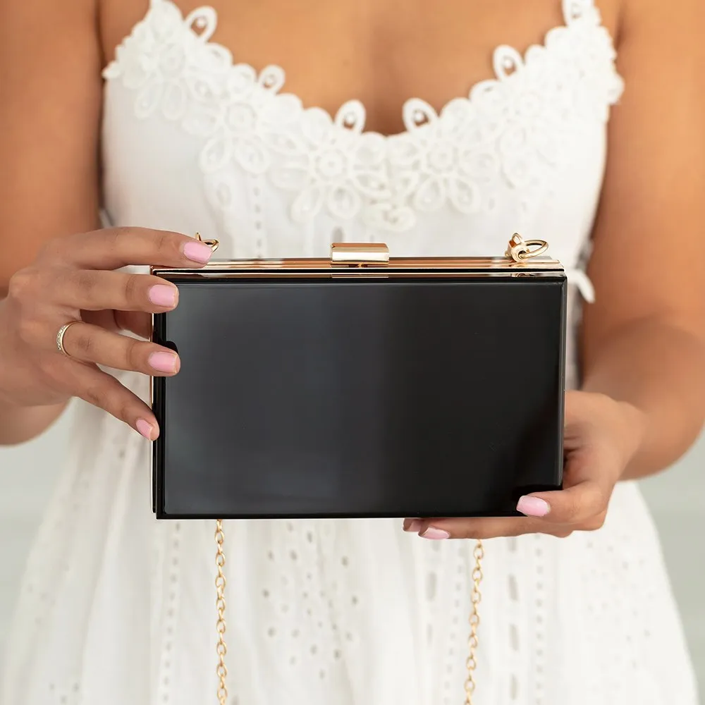 ACRYLIC BOX CLUTCH - BLACK