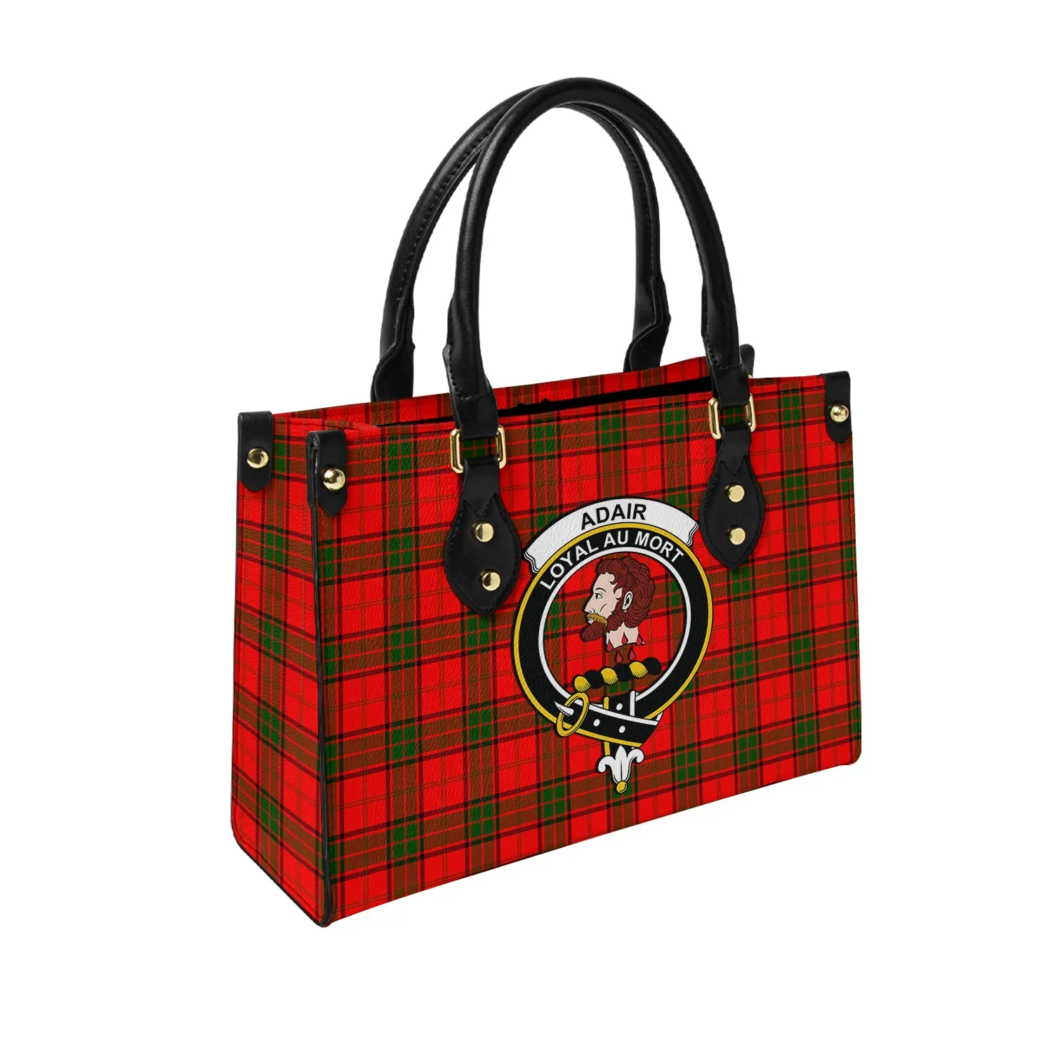 Adair Tartan Leather Bag with Family Crest