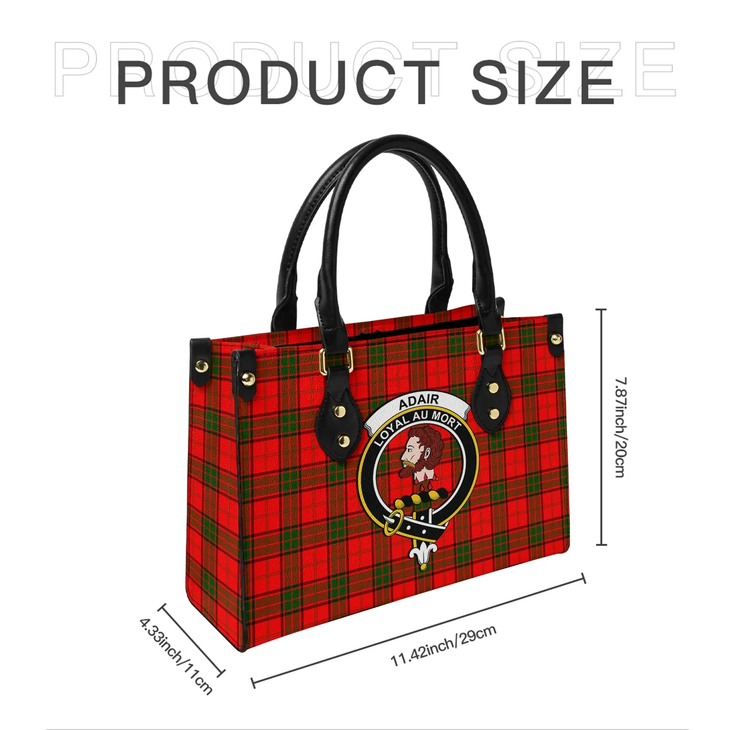 Adair Tartan Leather Bag with Family Crest