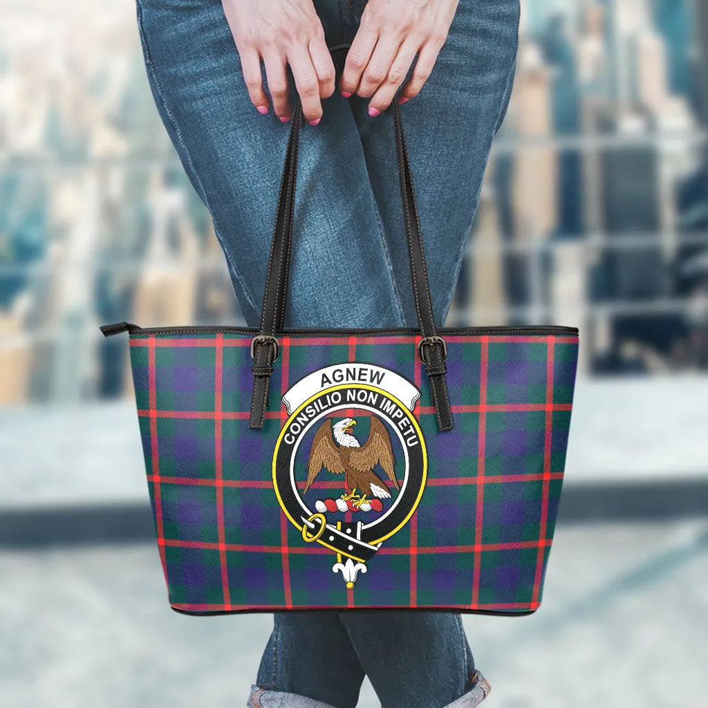 Agnew Tartan Leather Tote Bag with Family Crest