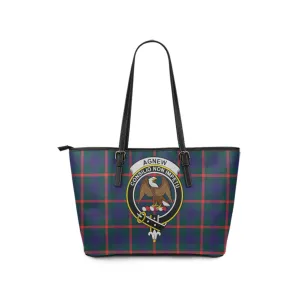 Agnew Tartan Leather Tote Bag with Family Crest