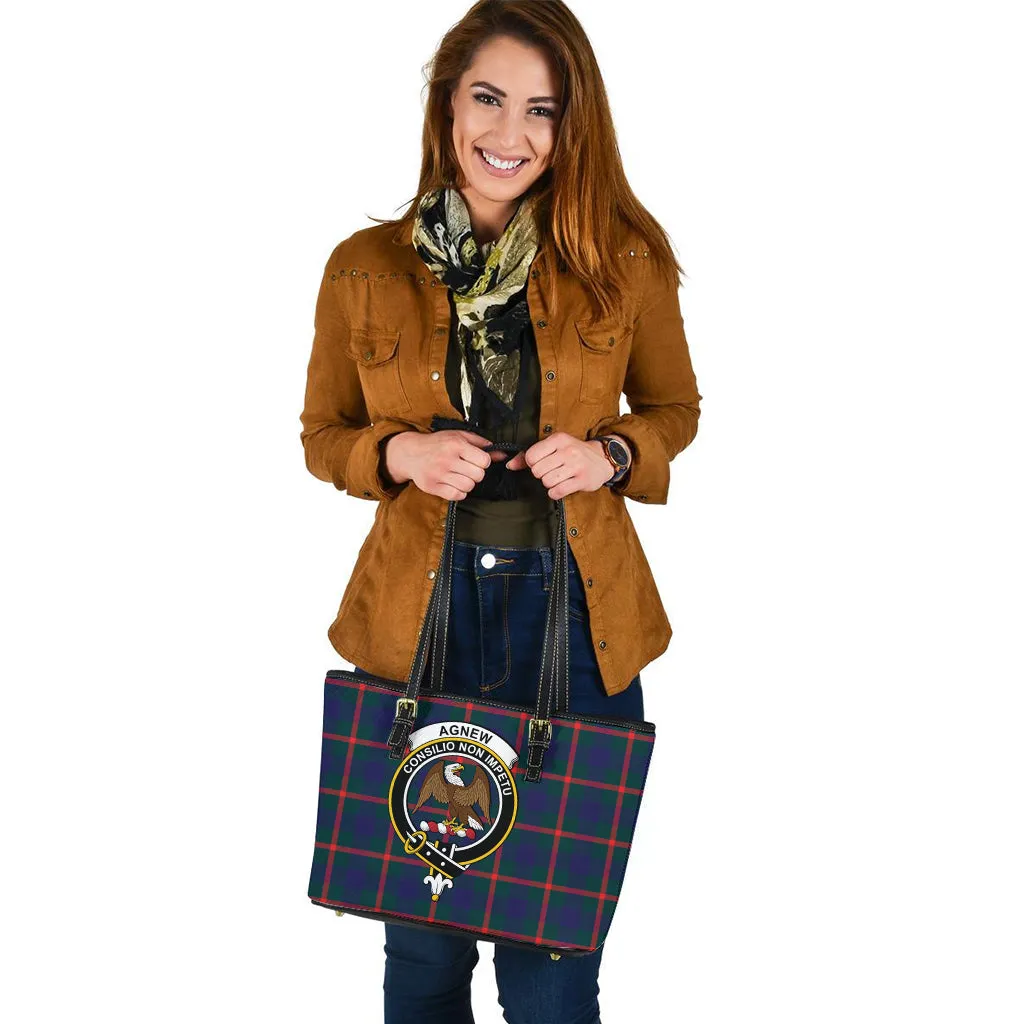 Agnew Tartan Leather Tote Bag with Family Crest