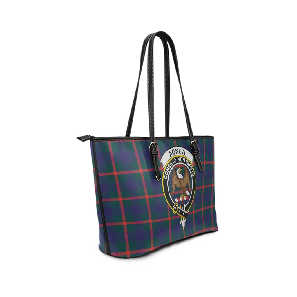 Agnew Tartan Leather Tote Bag with Family Crest