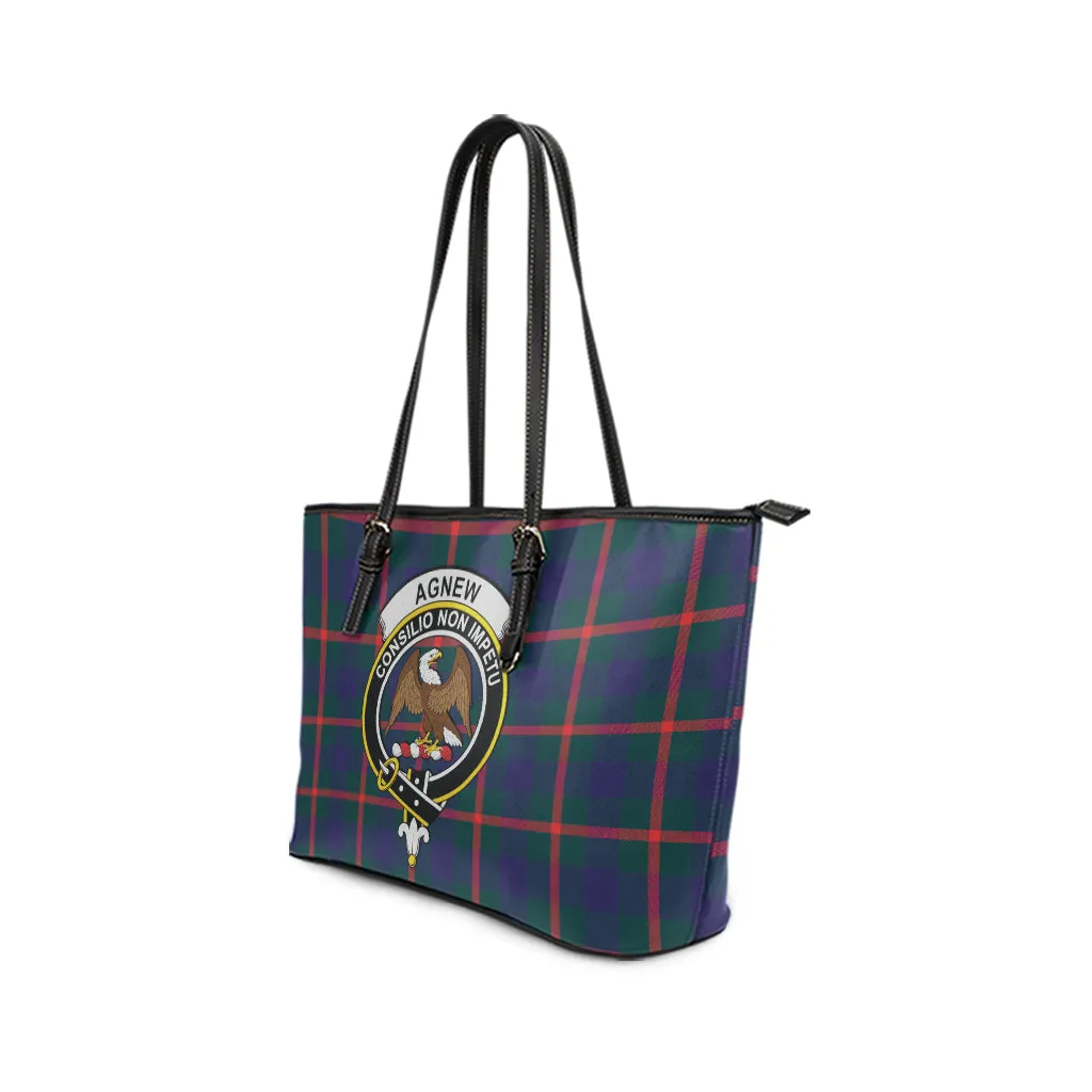 Agnew Tartan Leather Tote Bag with Family Crest