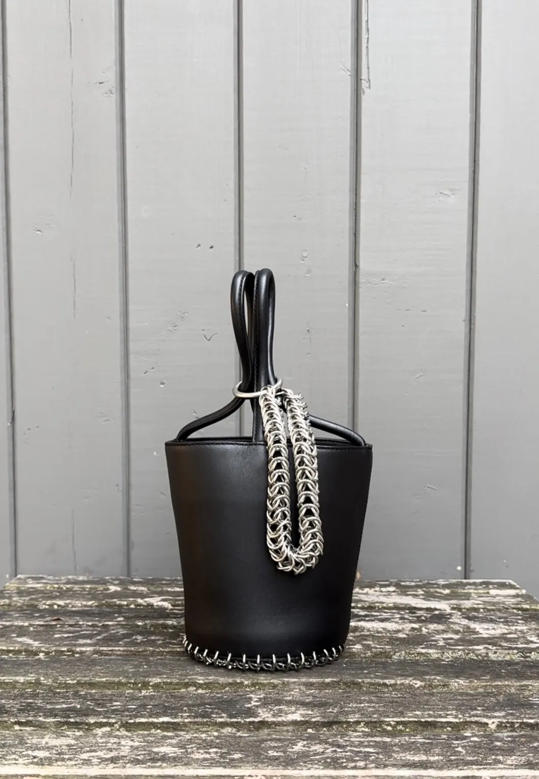 ALEXANDER WANG Smooth Calfskin Leather Roxy Mini Chain Bucket Bag