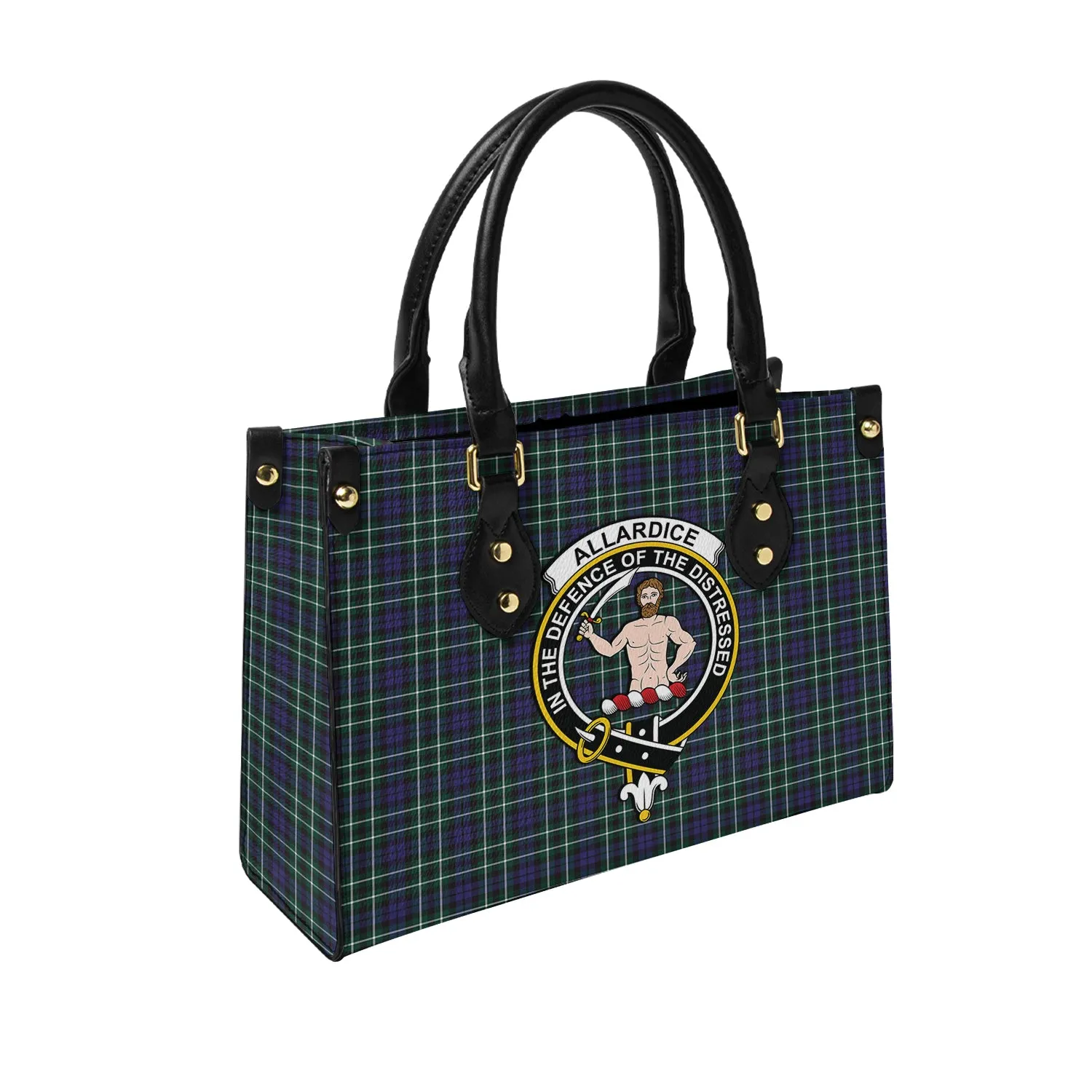 Allardice Tartan Leather Bag with Family Crest