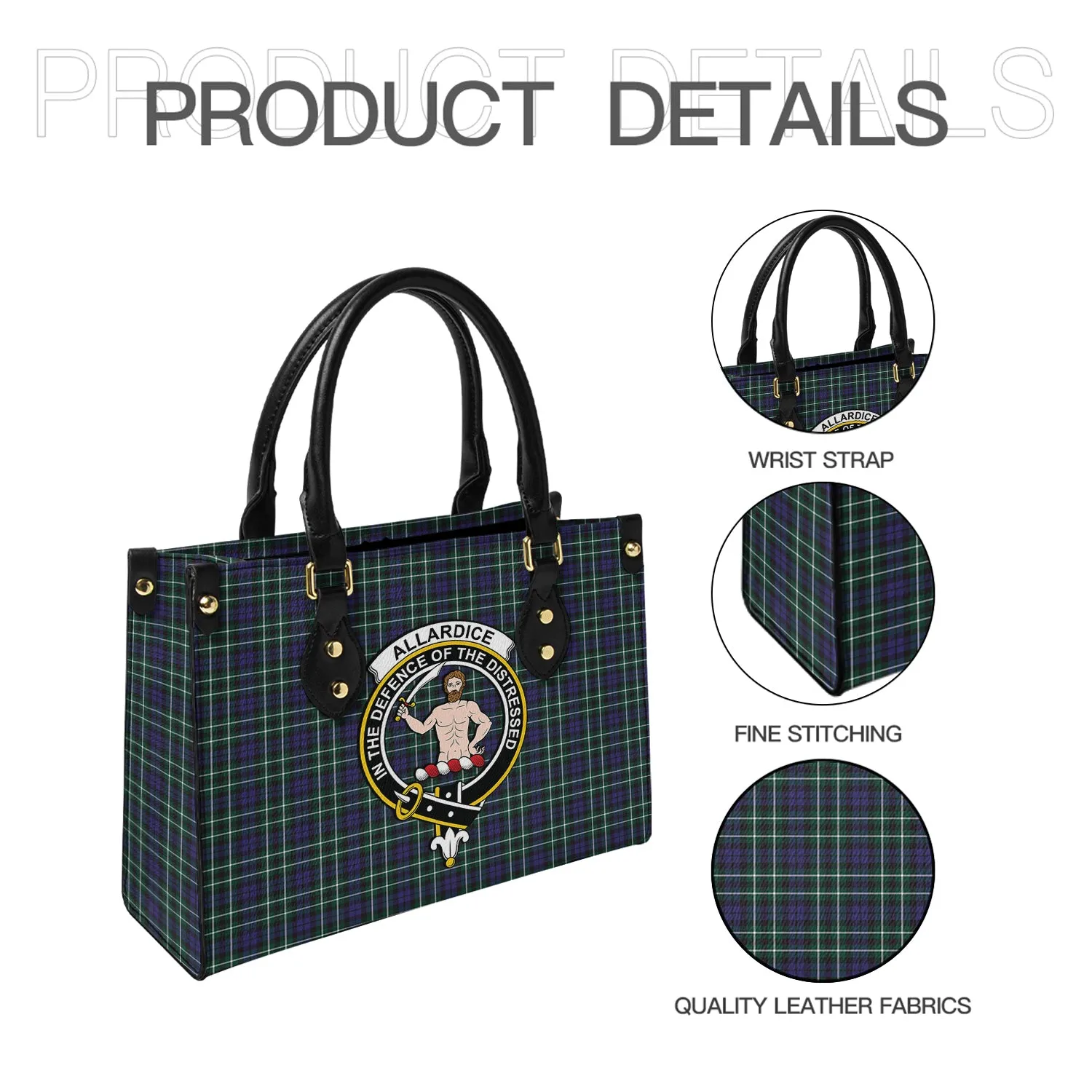 Allardice Tartan Leather Bag with Family Crest