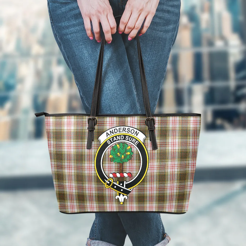 Anderson Dress Tartan Leather Tote Bag with Family Crest