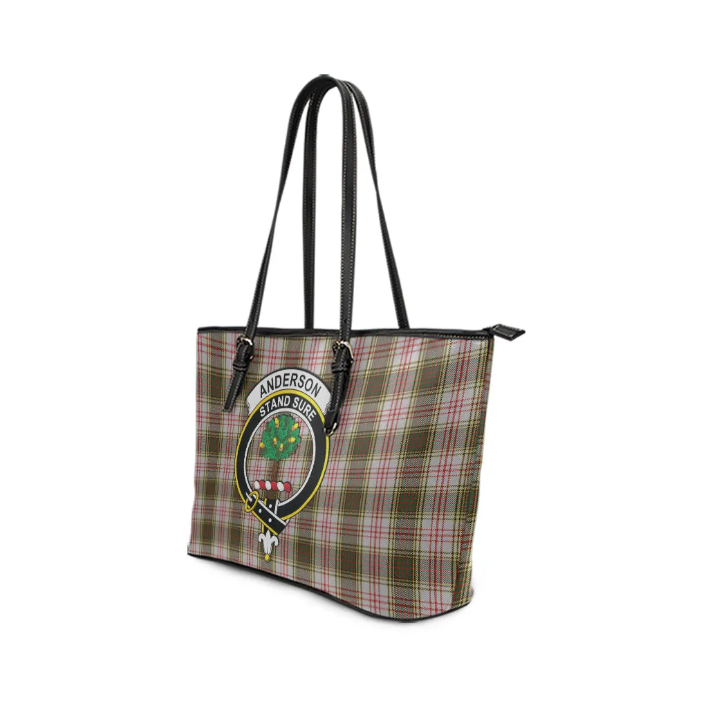 Anderson Dress Tartan Leather Tote Bag with Family Crest