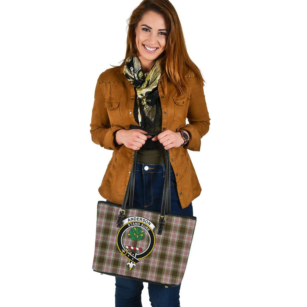 Anderson Dress Tartan Leather Tote Bag with Family Crest