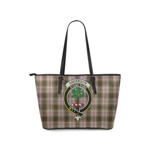 Anderson Dress Tartan Leather Tote Bag with Family Crest