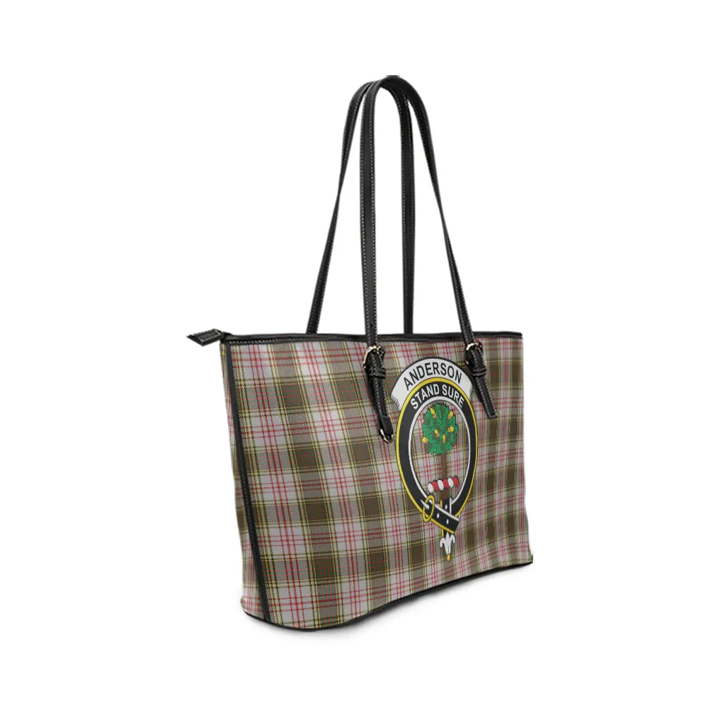 Anderson Dress Tartan Leather Tote Bag with Family Crest