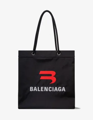 Balenciaga Black Explorer Small Embroidered Shopper Bag