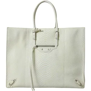 Balenciaga Chic Python Leather Tote in White & Yellow