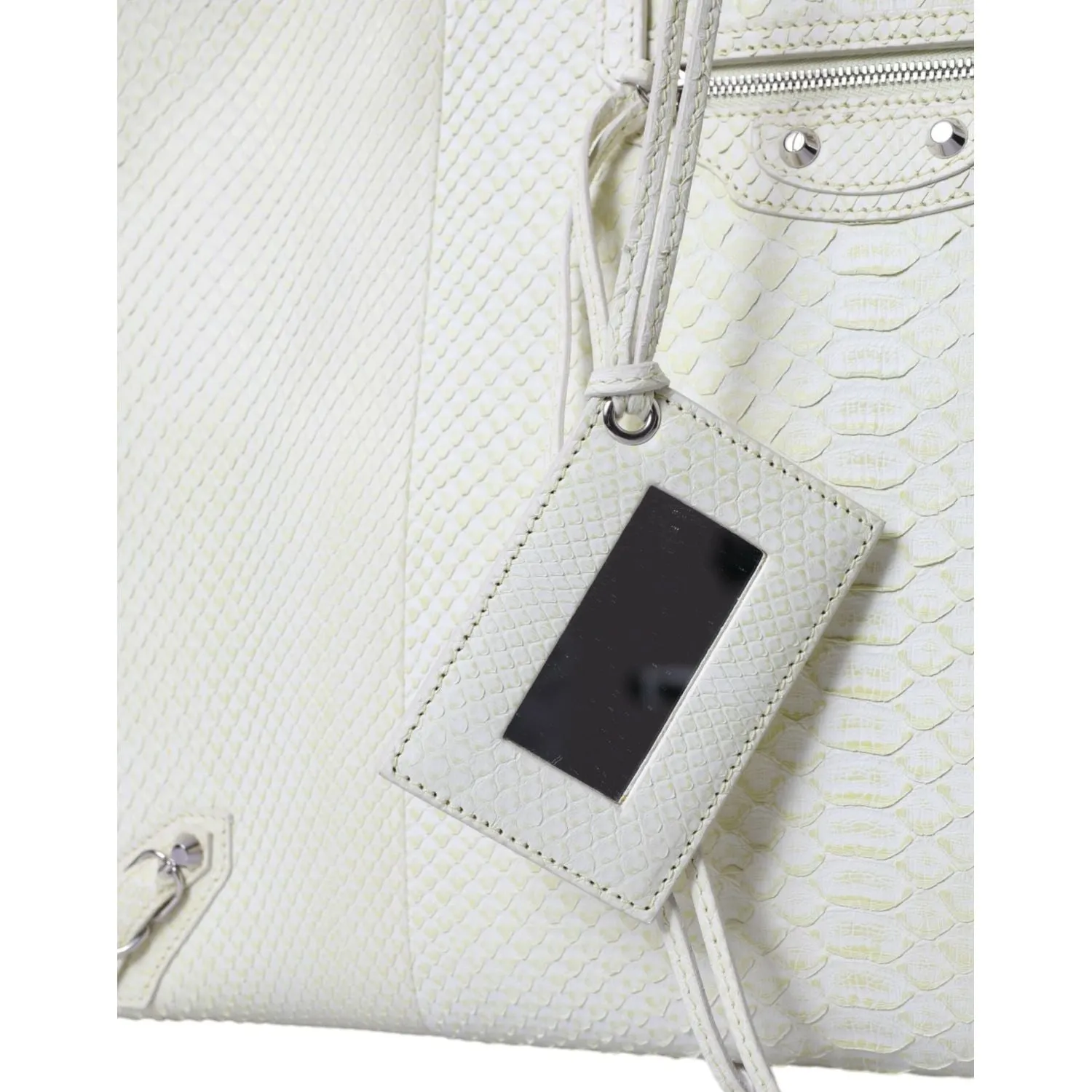 Balenciaga Chic Python Leather Tote in White & Yellow