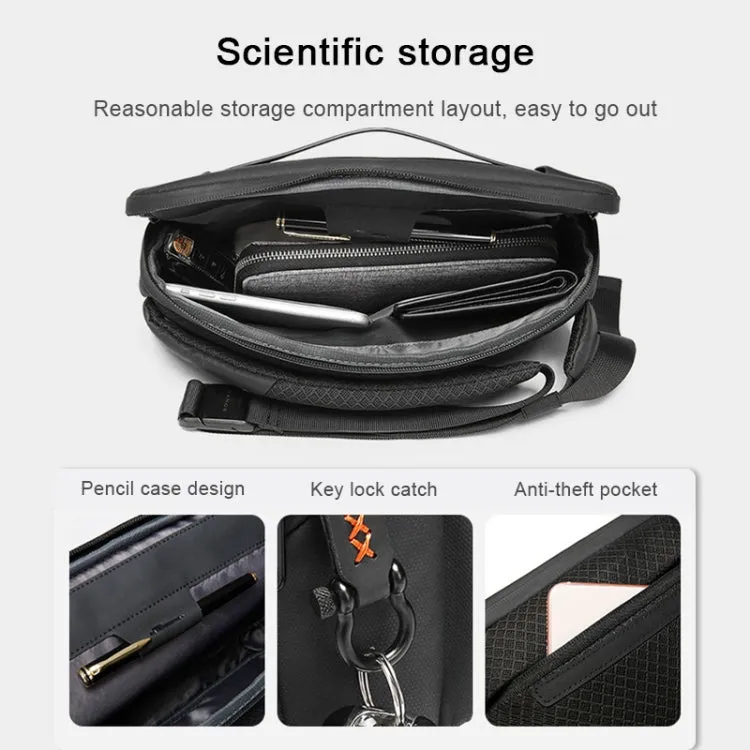 BANGE Sports Leisure Chest Bag Business Waist Bag Trendy Fashion Messenger Bag Shoulder Bag (Black)