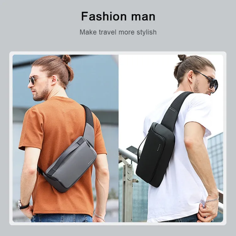 BANGE Sports Leisure Chest Bag Business Waist Bag Trendy Fashion Messenger Bag Shoulder Bag (Black)