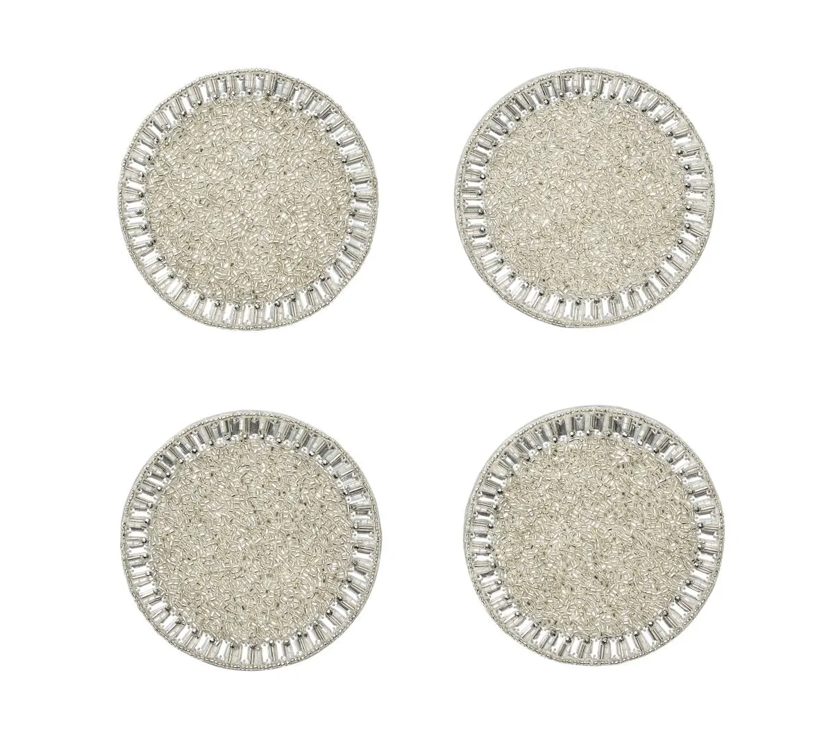 Bevel Coasters in Silver & Crystal Set of 4 in a Gift Bag by Kim Seybert