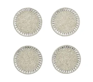 Bevel Coasters in Silver & Crystal Set of 4 in a Gift Bag by Kim Seybert