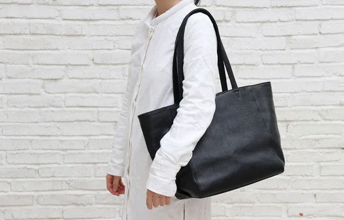 Black LEATHER Large WOMENs Tote Bag Work Tote Purses FOR WOMEN