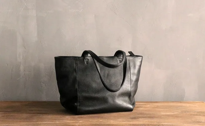 Black LEATHER Large WOMENs Tote Bag Work Tote Purses FOR WOMEN