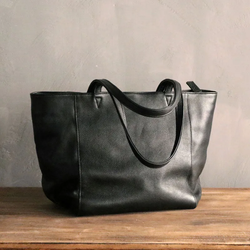 Black LEATHER Large WOMENs Tote Bag Work Tote Purses FOR WOMEN