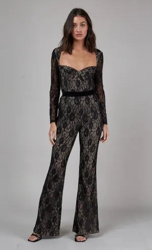 Black Long Sleeve Lace Jumpsuit