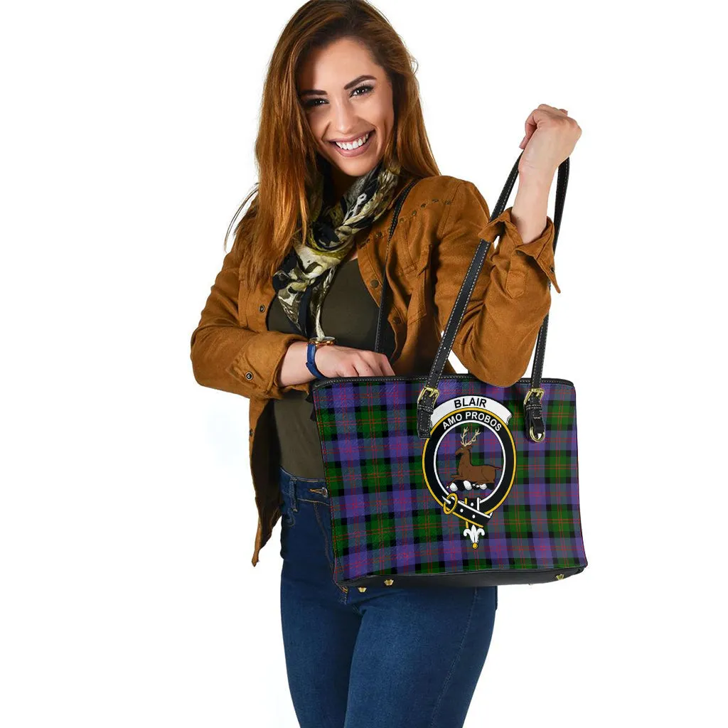 Blair Modern Tartan Leather Tote Bag with Family Crest