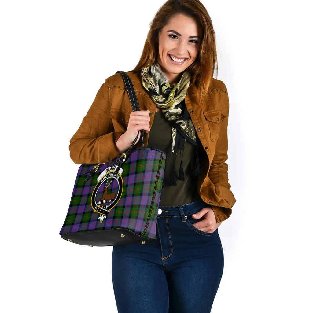 Blair Modern Tartan Leather Tote Bag with Family Crest