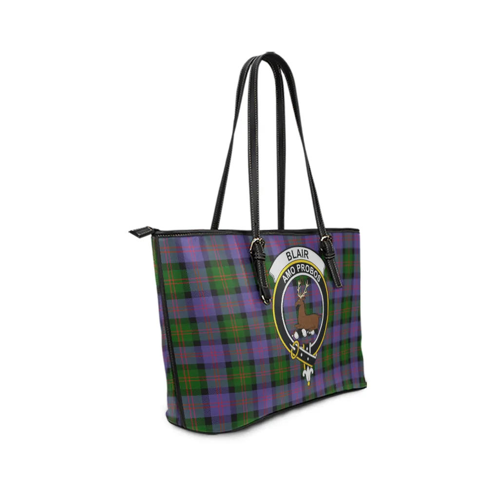 Blair Modern Tartan Leather Tote Bag with Family Crest