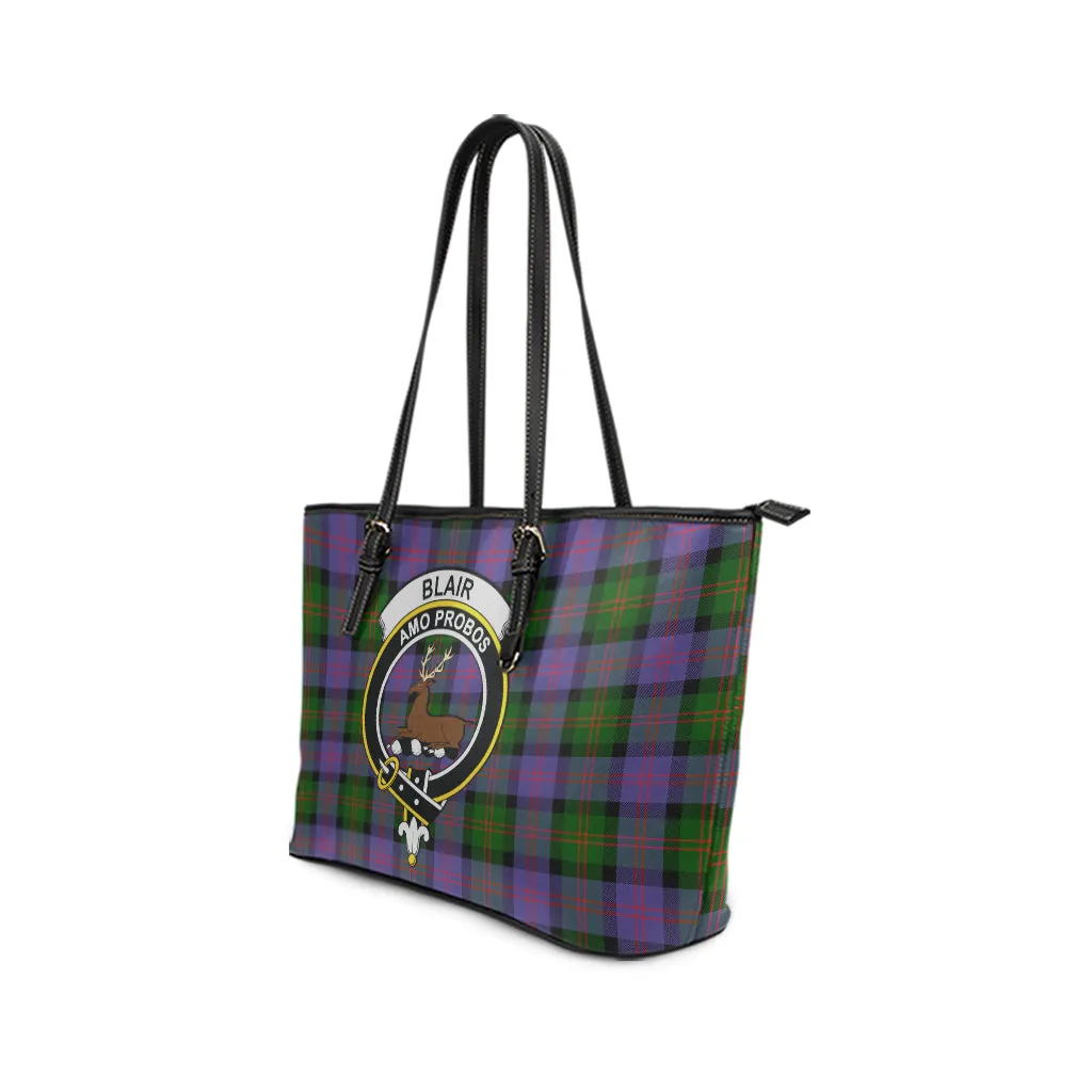 Blair Modern Tartan Leather Tote Bag with Family Crest