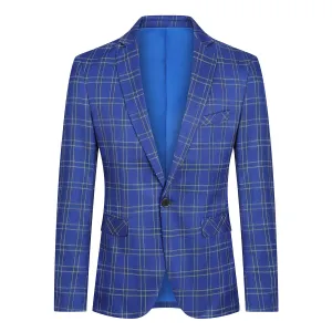 Boys Plaid Blazer Slim Fit One Button Casual Jacket