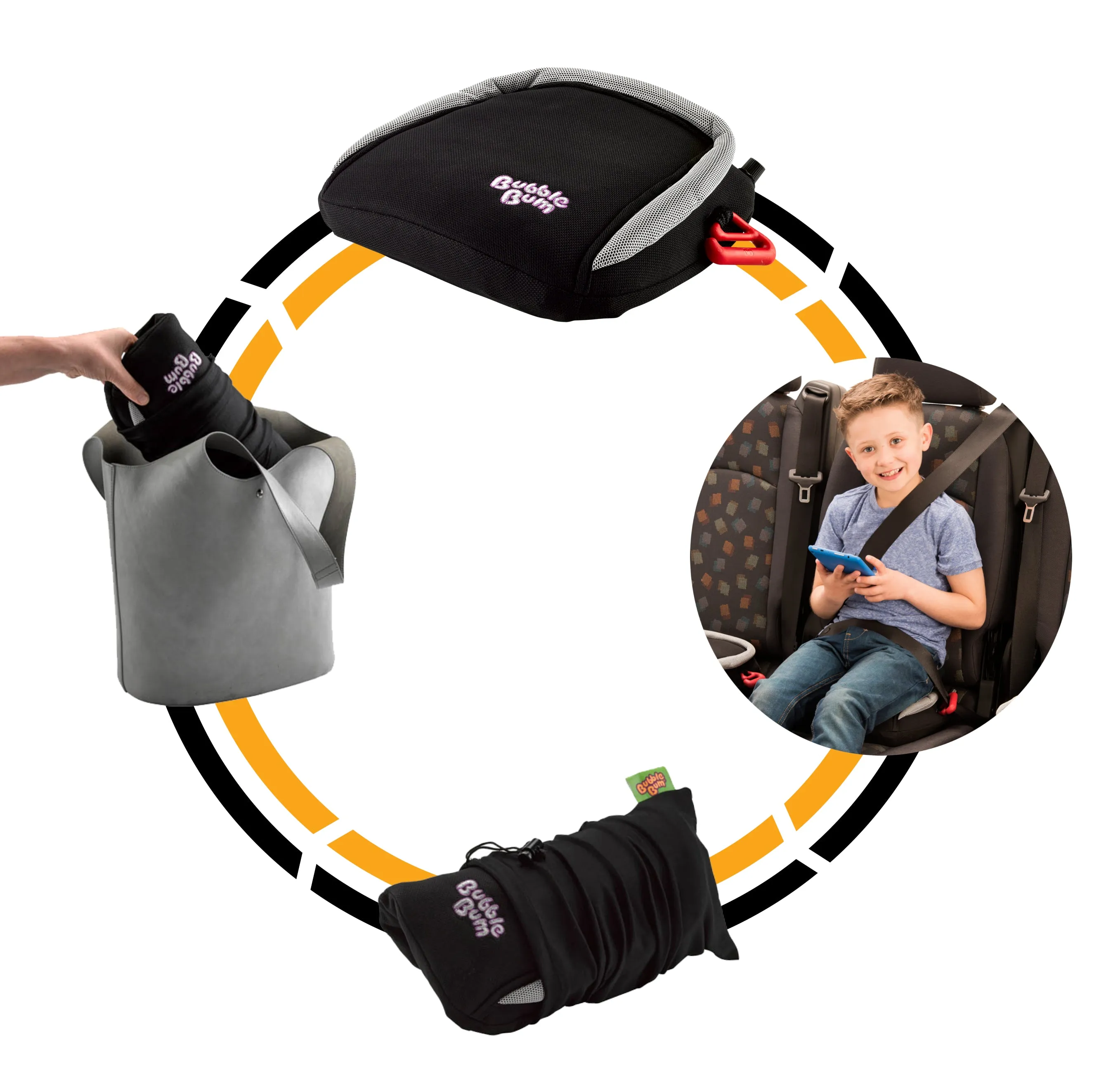 BubbleBum Inflatable Backless Booster Car Seat, Black