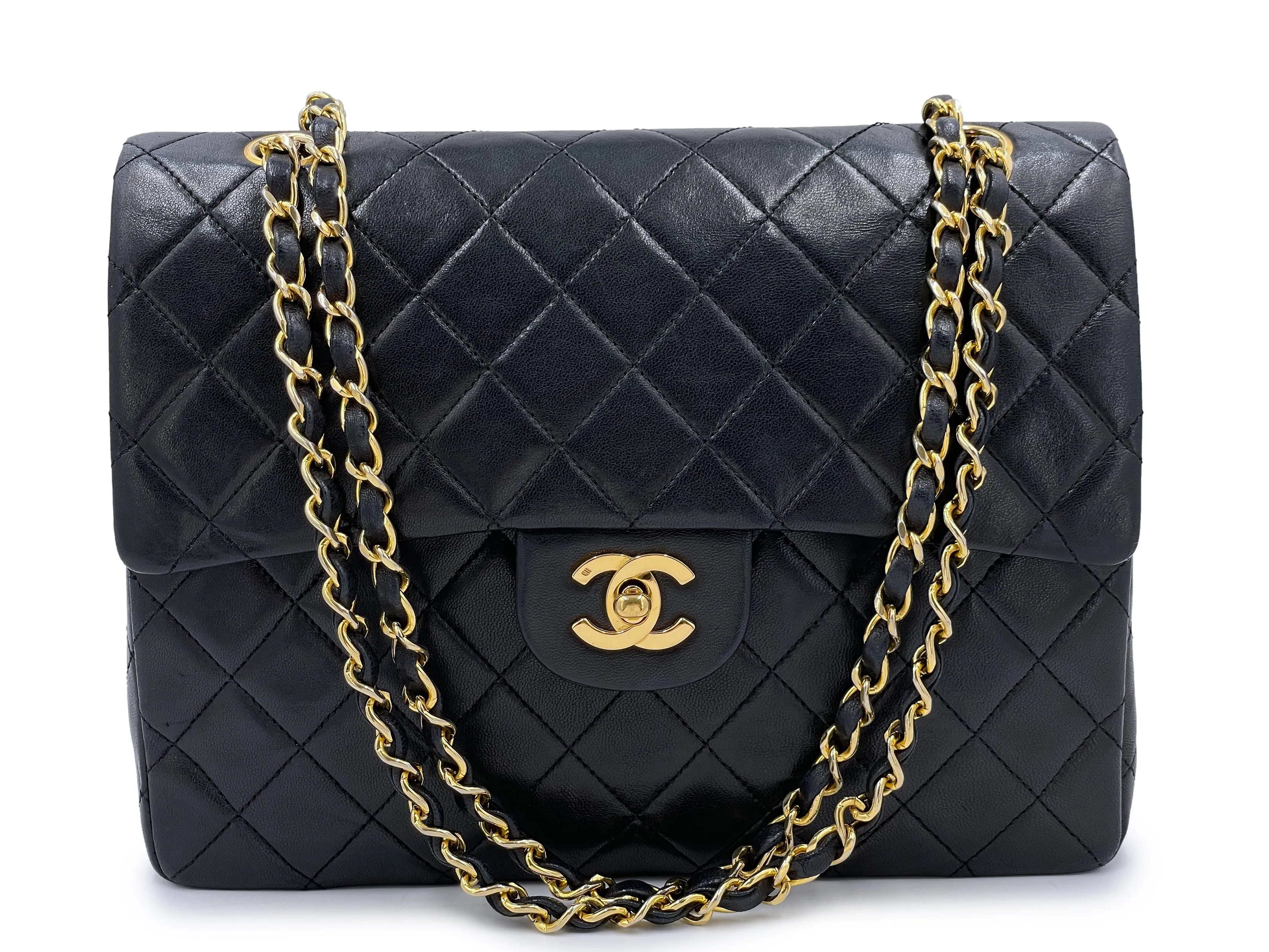 Chanel 1989 Vintage Black Tall Classic Double Flap Bag 24k GHW