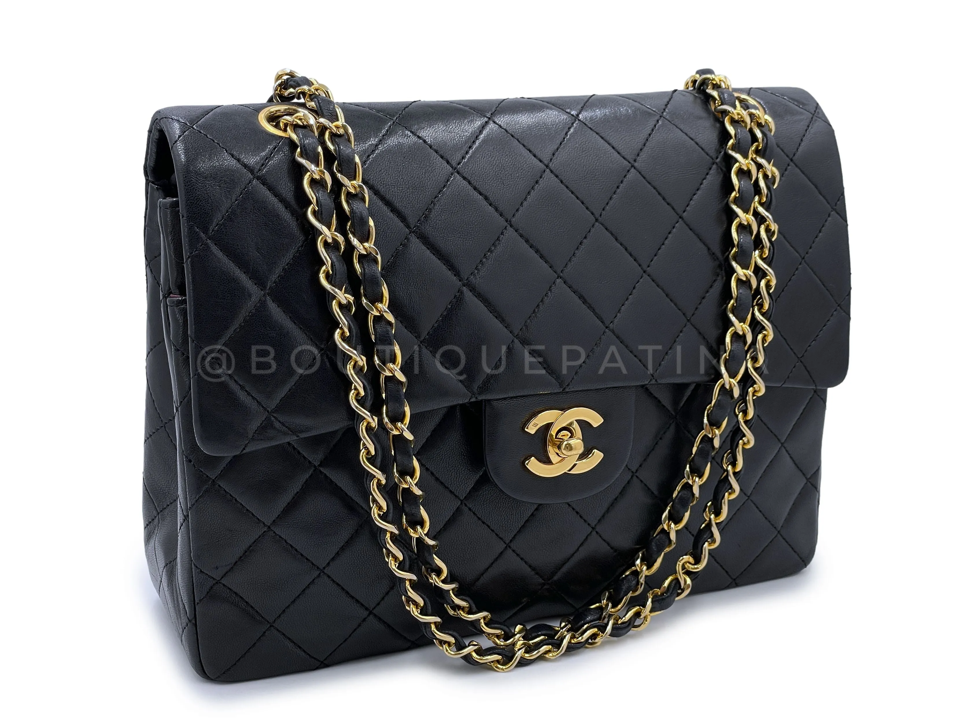 Chanel 1989 Vintage Black Tall Classic Double Flap Bag 24k GHW