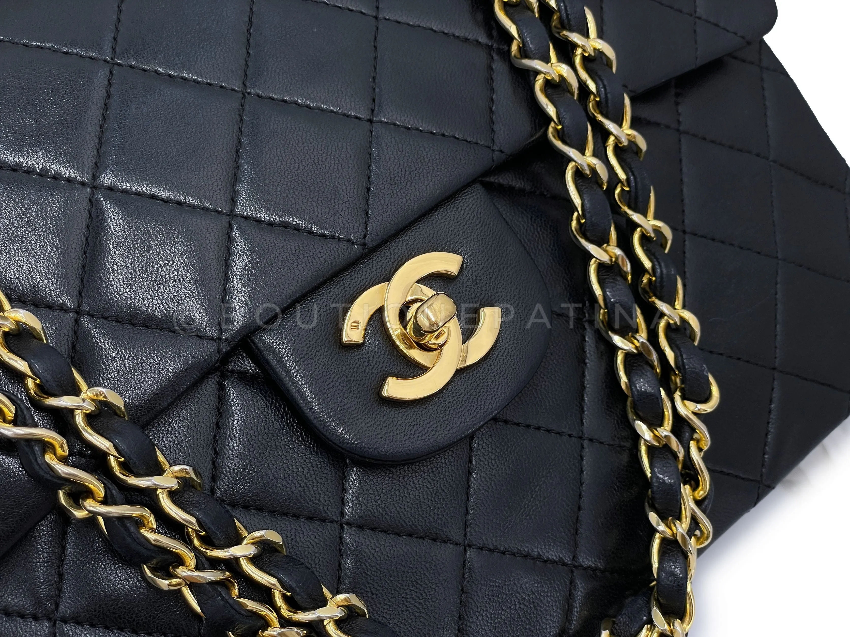 Chanel 1989 Vintage Black Tall Classic Double Flap Bag 24k GHW