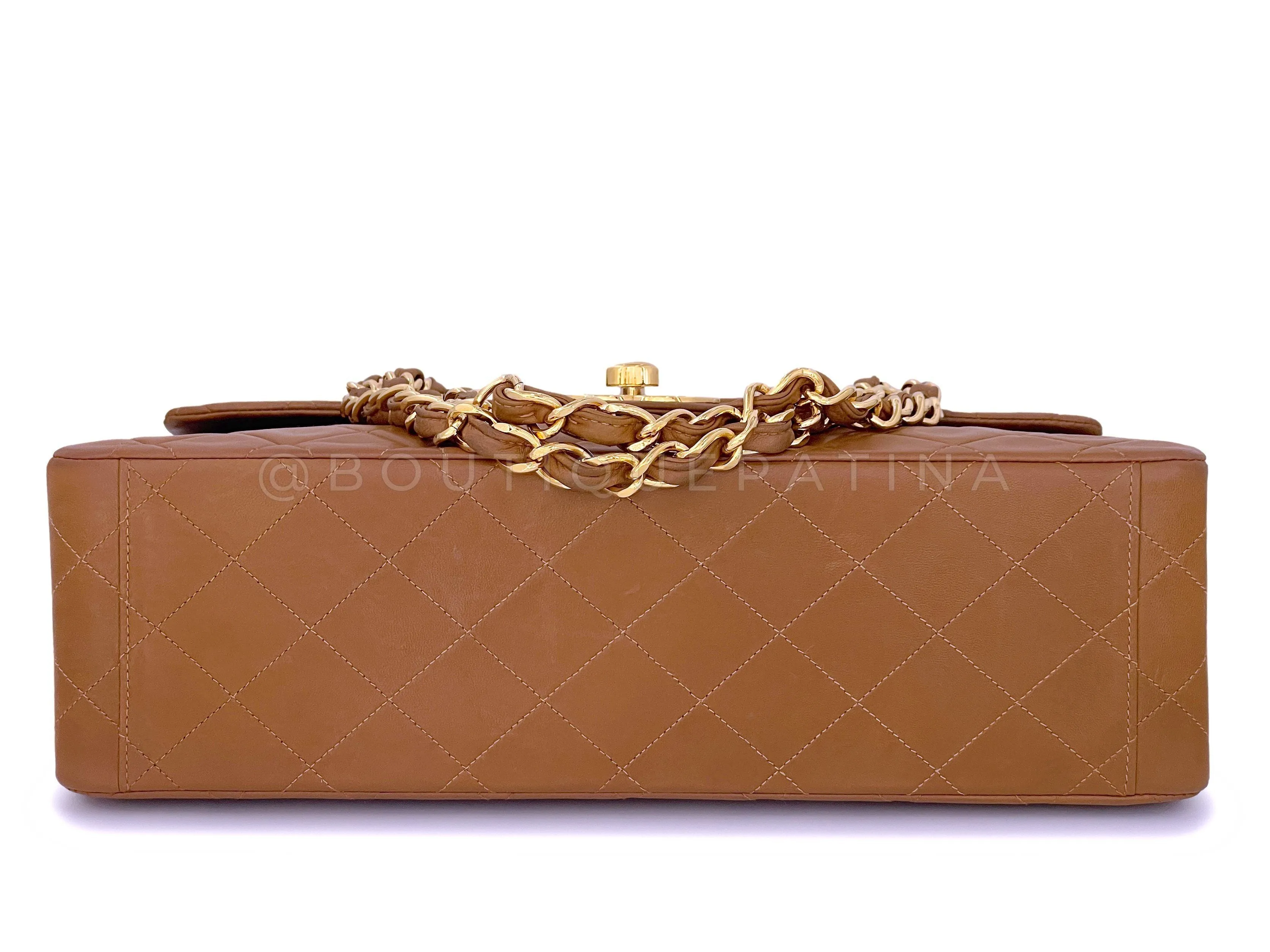 Chanel 1993 Vintage Caramel Beige-Brown Maxi "Jumbo XL" Classic Flap Bag 24k GHW