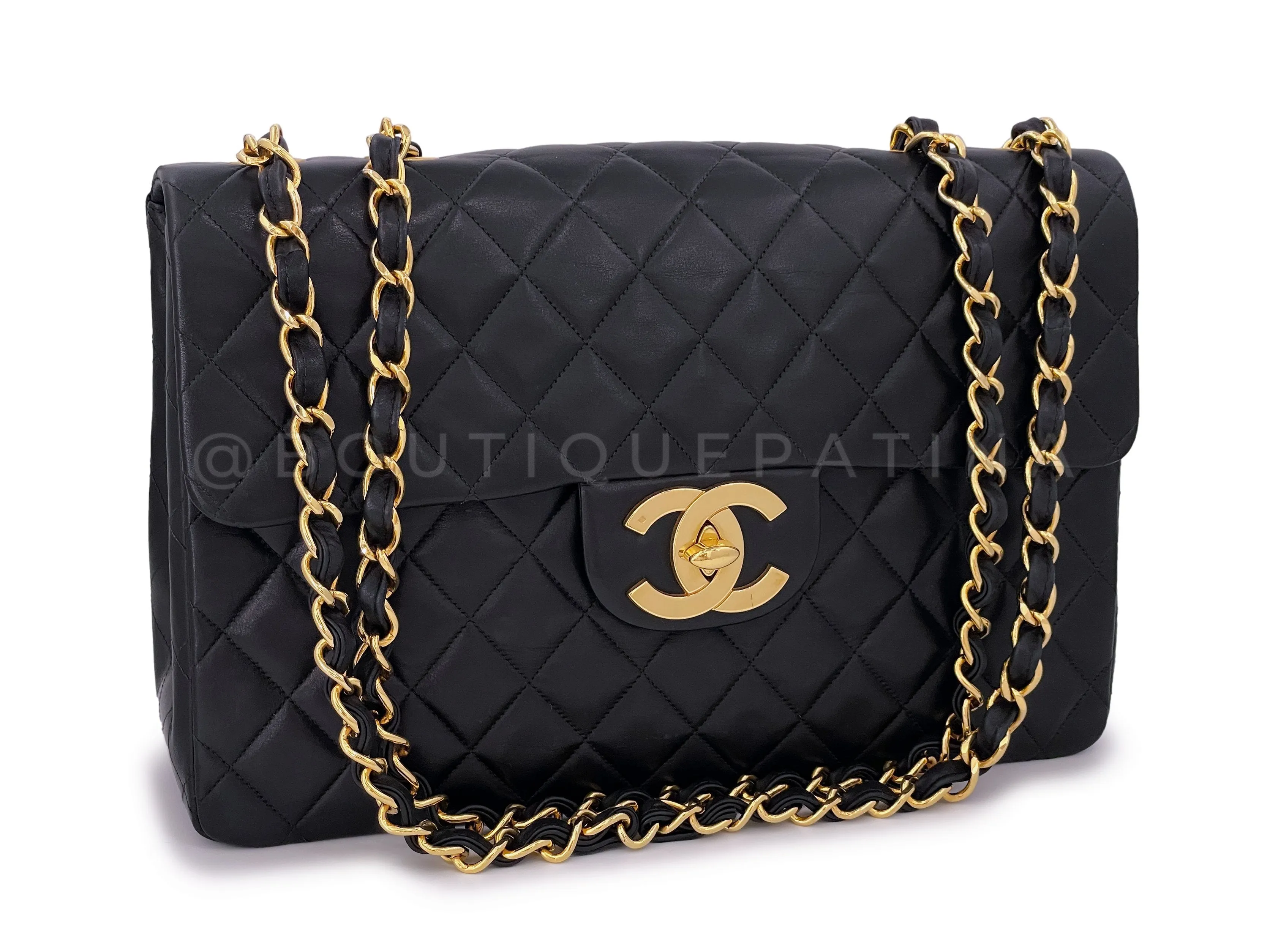 Chanel 1994 Vintage Black Maxi "Jumbo XL" Classic Flap Bag 24k GHW