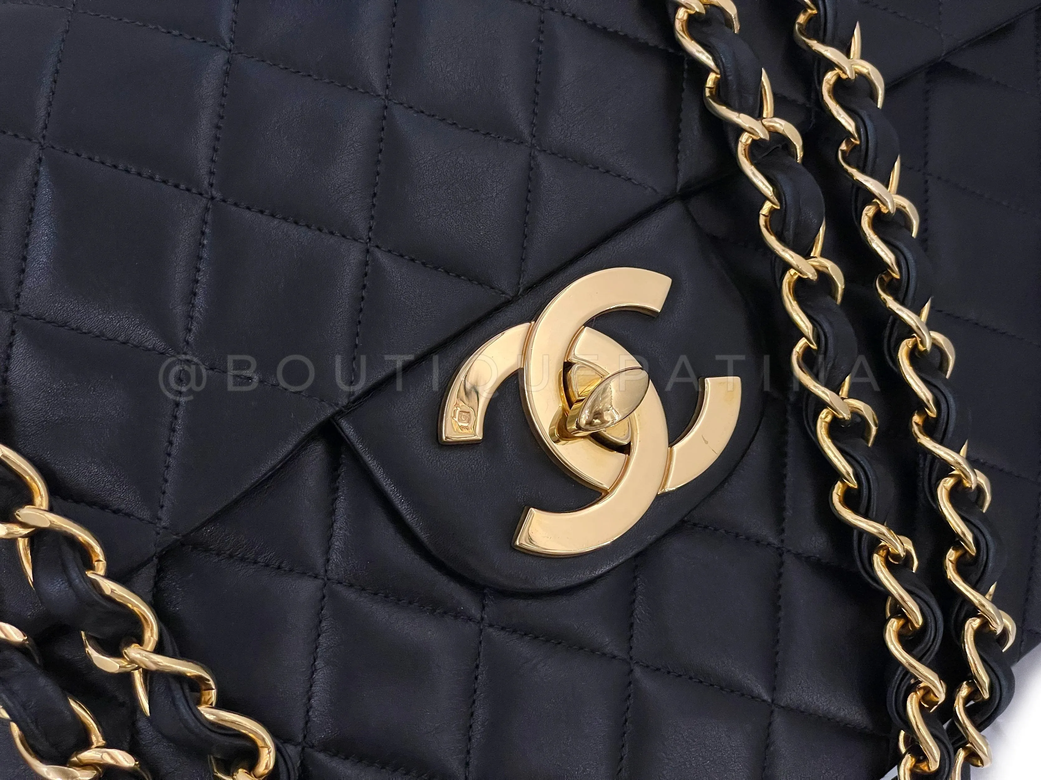 Chanel 1994 Vintage Black Maxi "Jumbo XL" Classic Flap Bag 24k GHW