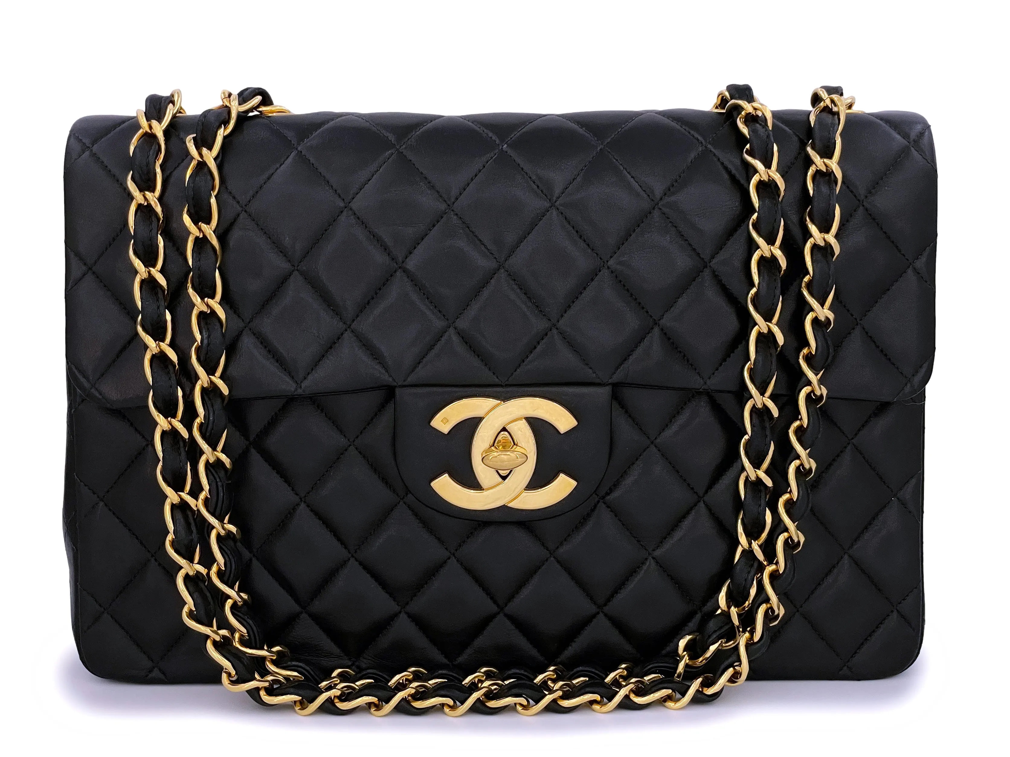 Chanel 1995 Vintage Black Maxi "Jumbo XL" Flap Bag 24k GHW