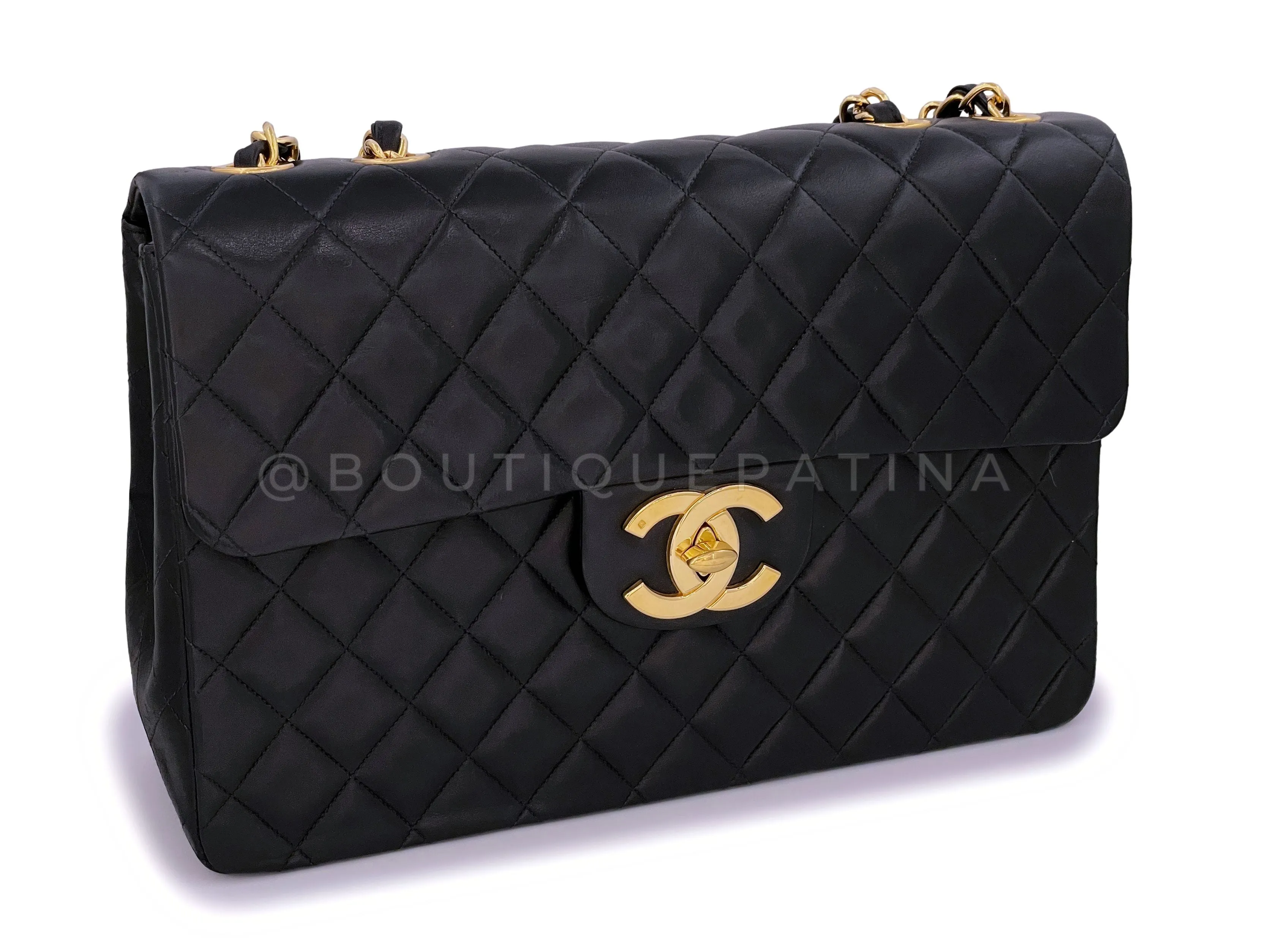 Chanel 1995 Vintage Black Maxi "Jumbo XL" Flap Bag 24k GHW