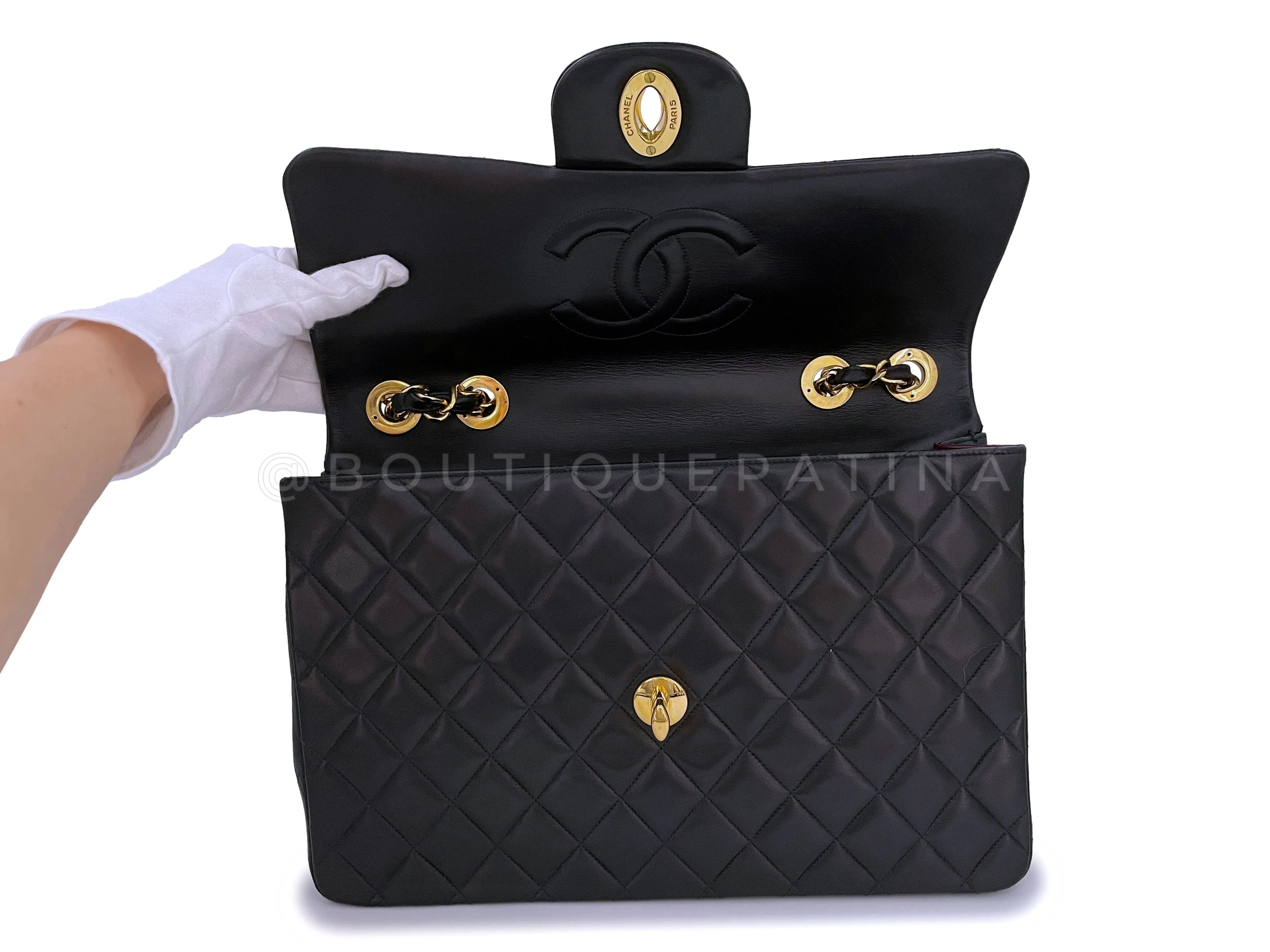 Chanel 1995 Vintage Black Maxi "Jumbo XL" Flap Bag 24k GHW