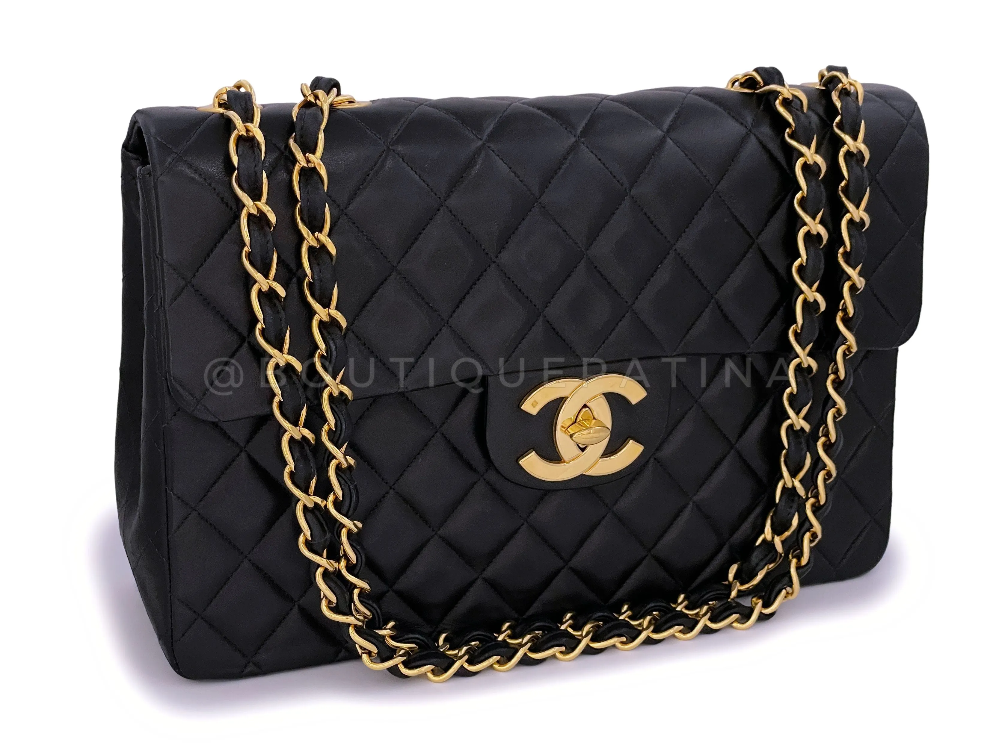 Chanel 1995 Vintage Black Maxi "Jumbo XL" Flap Bag 24k GHW