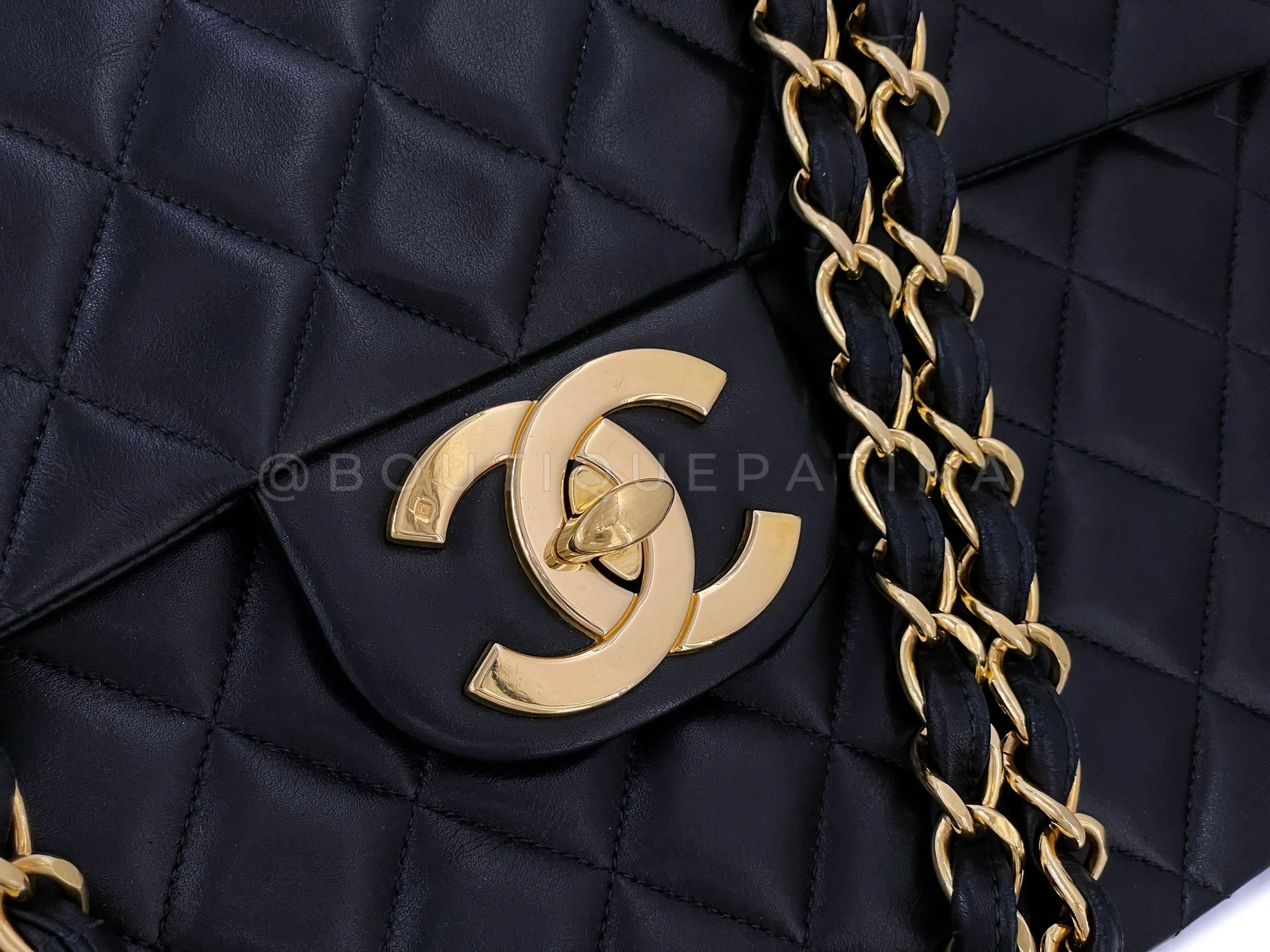 Chanel 1995 Vintage Black Maxi "Jumbo XL" Flap Bag 24k GHW