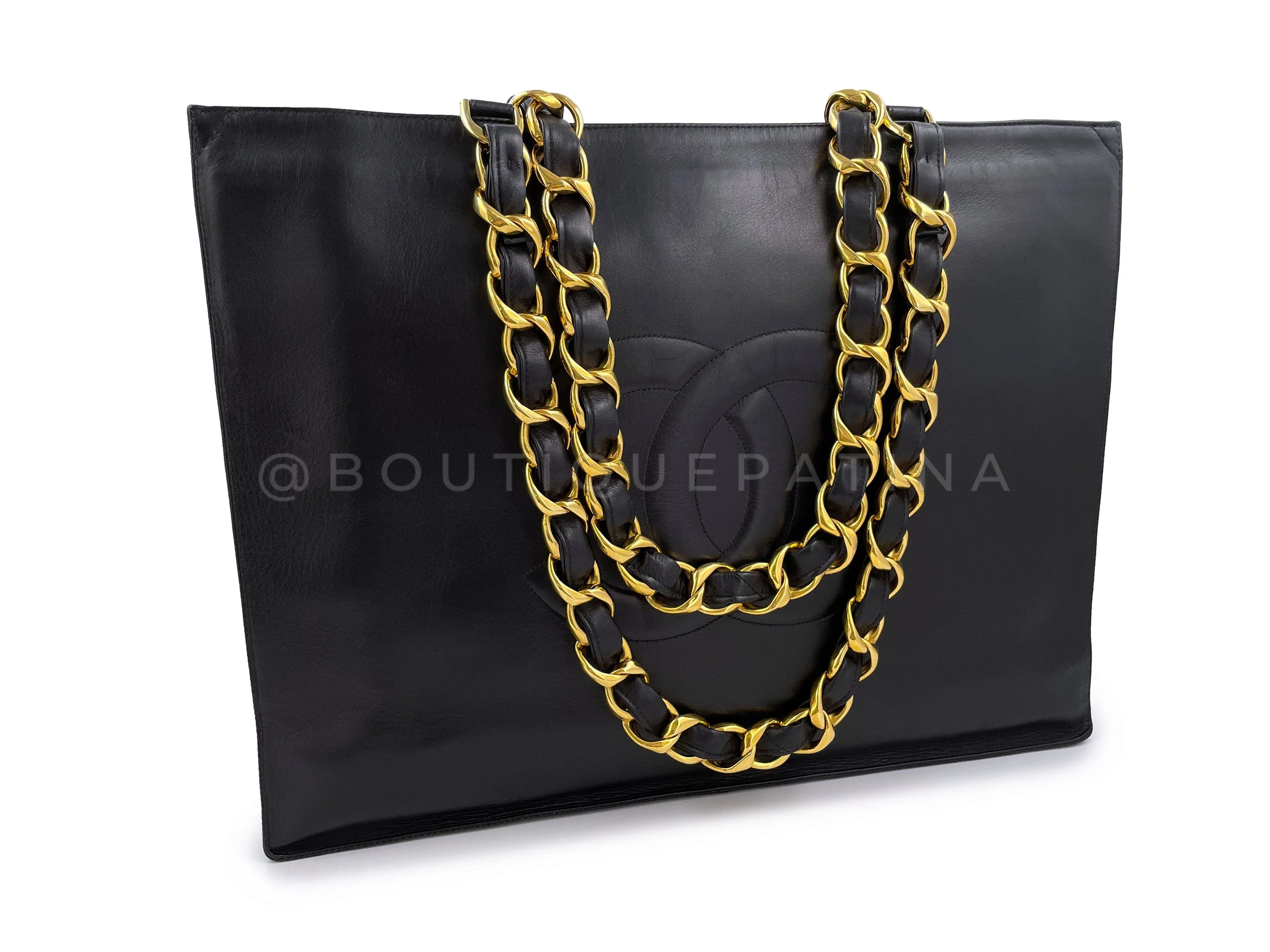 Chanel 1996 Vintage Chunky Chain Shopper Tote Bag 24k GHW